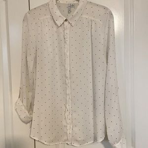 Black and White Ditsy Dot Chiffon Top